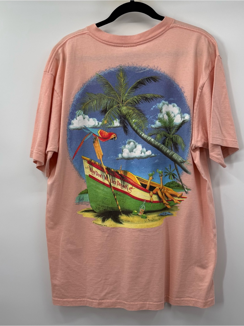 Men's Short-Sleeve Tropical Boat Graphic Tee - Pink